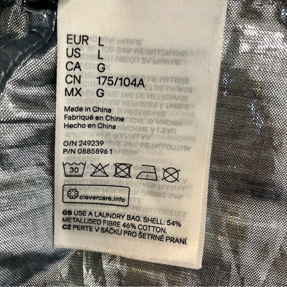 Justine Skye x H&M collab shirt metallic silver long sleeve crop button down L - Picture 8 of 11